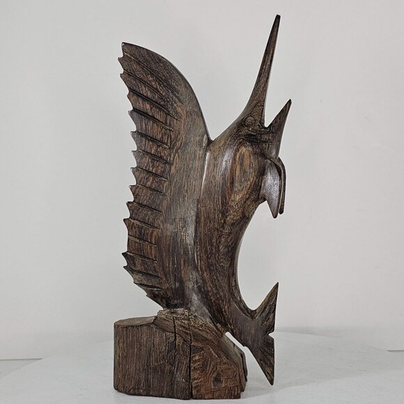 Hand-Carved Ironwood Swordfish Marlin Sculpture Figurine - Picture 3 of 8